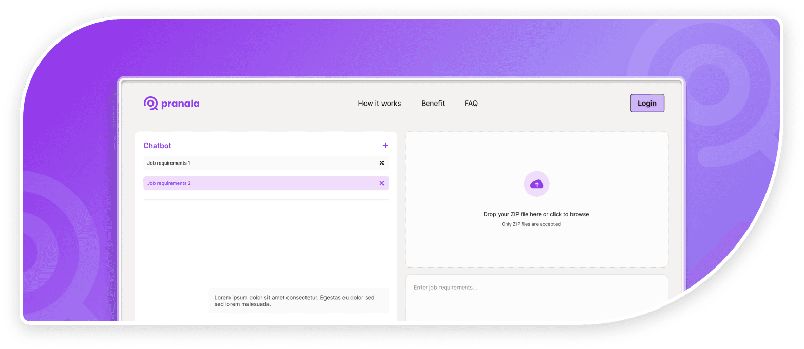 AI Recruiter Dashboard - Pranala platform interface